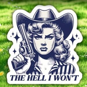 Retro Cowgirl Sticker with Bold Message